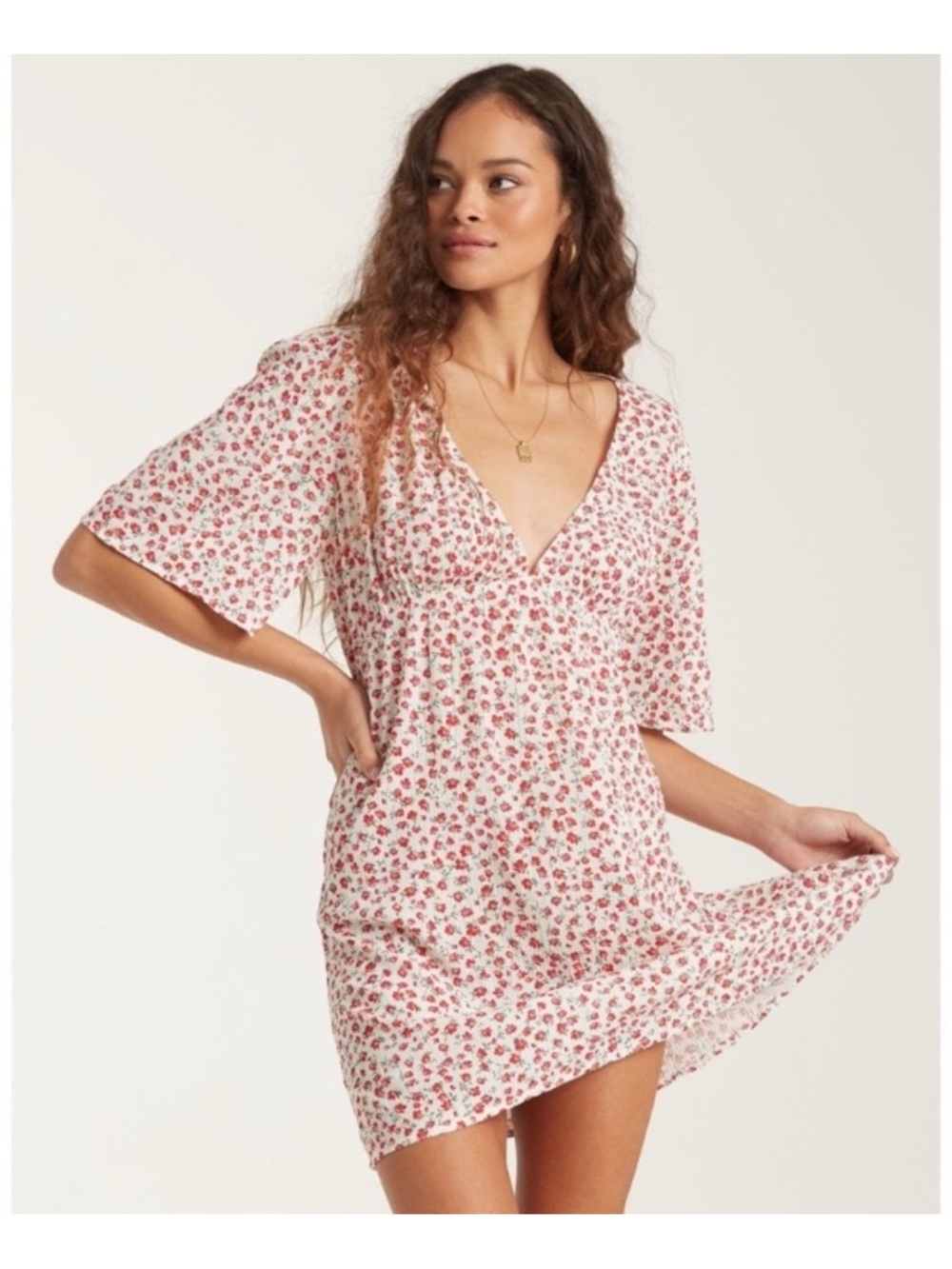 Billabong White Dress with Pink Floral Print